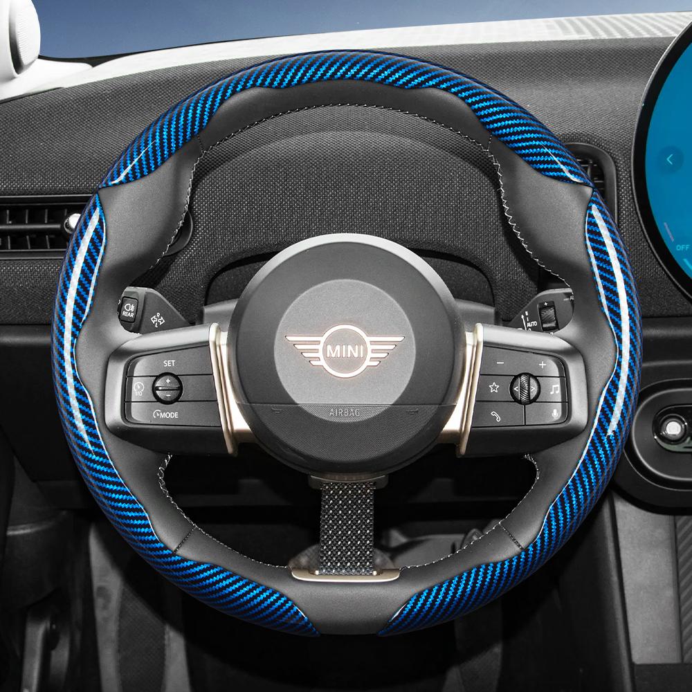 Geeignet für Mini Carbonfaser-Textur Lenkradabdeckung mit segmentiertem Schnellverschluss-Design, Langlebig, für Modelle wie Cooper 3-Türer Countryman