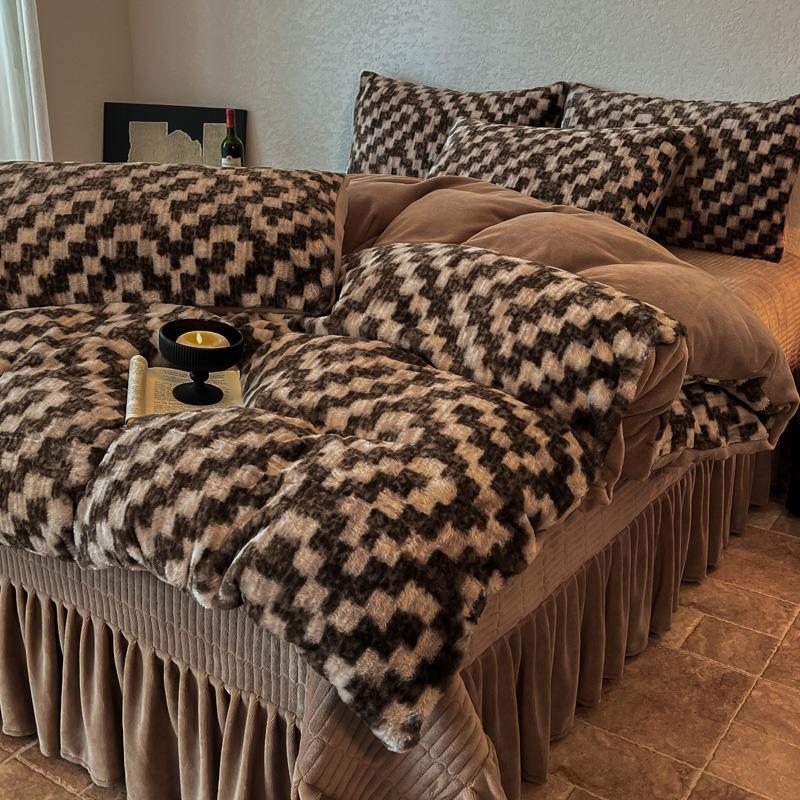 2025 Merlad Double-Sided Furry Velvet Bedspread & Sheet Set