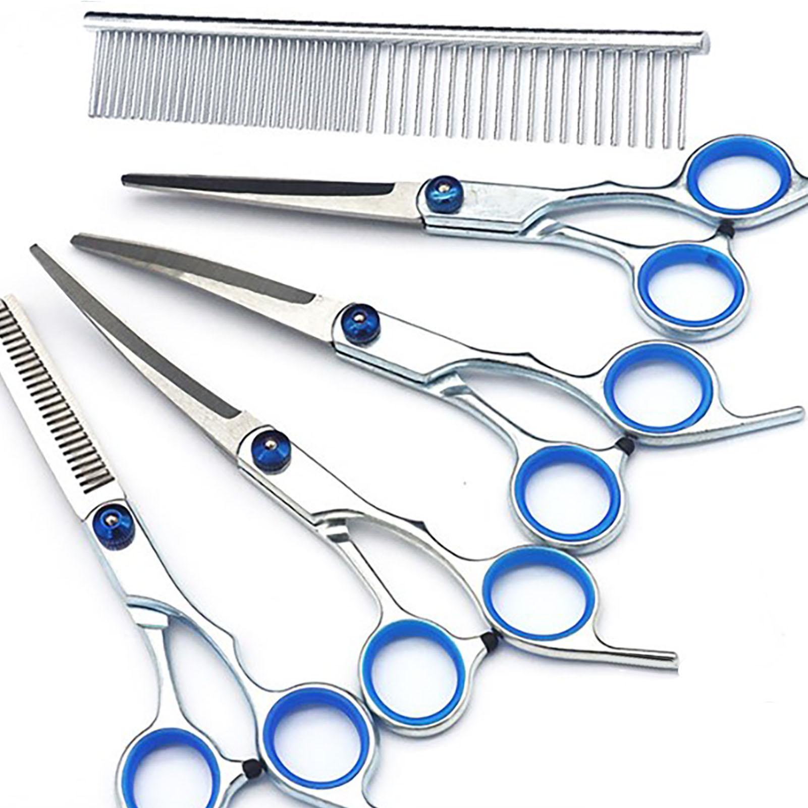 

Набор ножниц для стрижки собак из нержавеющей стали, удобный, с регулируемым винтом, профессиональный, 6 в 1, для ухода за питомцем