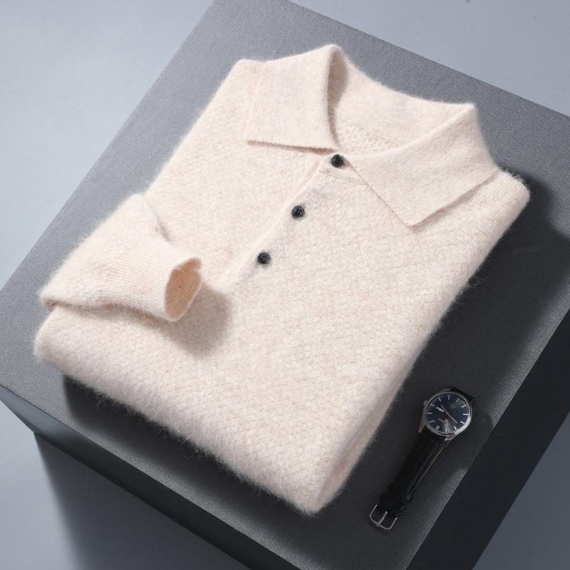 Autumn And Winter Ready-To-Wear Polo Shirts, Men'S Casual Mink Knit Shirt Collar Sweater, Factory Release