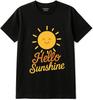 Hello Sunshine Cute Sun Graphic Black T-shirt
