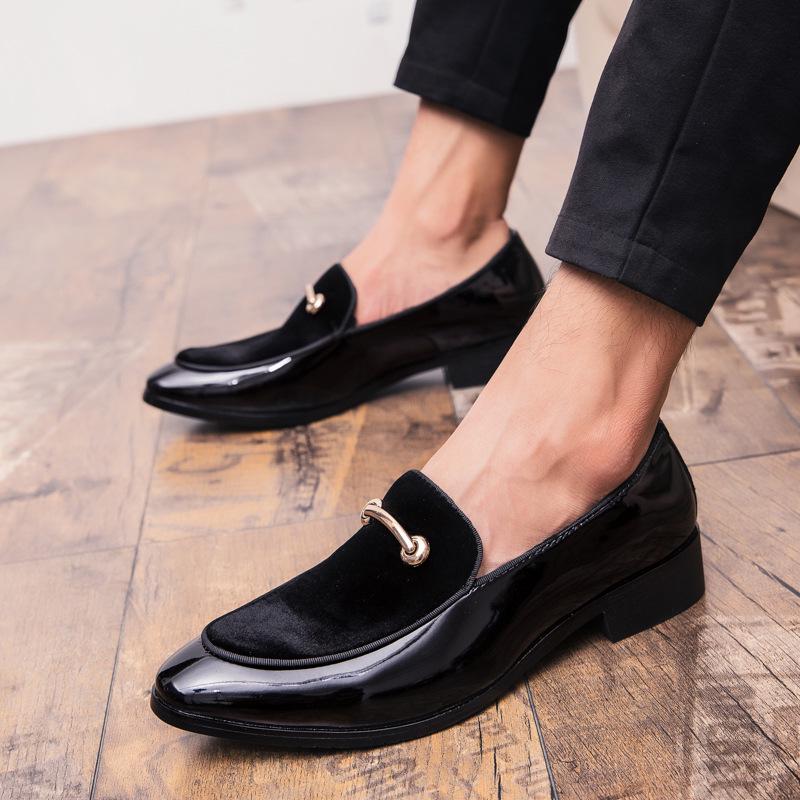Men's Large Suede Pointed Toe Leather Loafers - British Style Formal/Casual Slip-ons