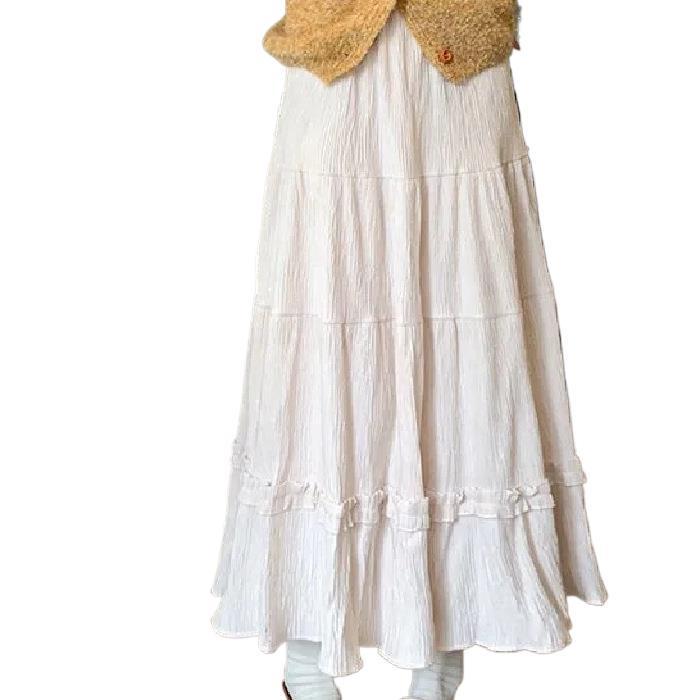 Corduroy Girly Style Long Slimming Cake Skirt - Autumn/Winter Collection