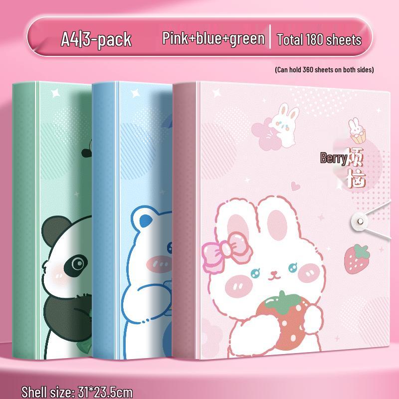 A4 Multi-Layer Transparent Document Folder with Loose-Leaf Inserts for Students