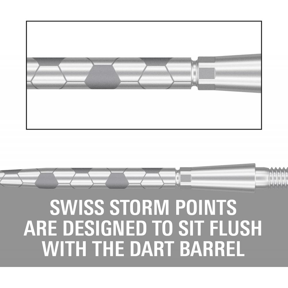 Target Darts Swiss Storm Onyx Dart Points  Set Of 3  26mm 30mm 35mm   Silver Gl