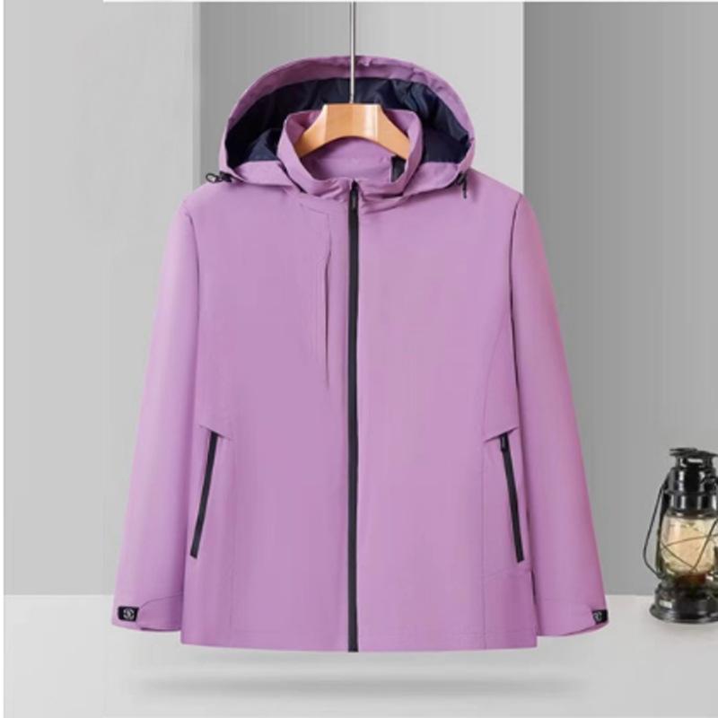 Chaqueta Fina para Hombre de Alta Transpirabilidad de Una Capa Orificio de Ventilación Oculto Impermeable Cremallera Grande Gorro Desmontable Clip