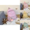 Cute Girl Backpack Nylon School Bag With Solid Color And Letter Embroidery Design For Daily Use