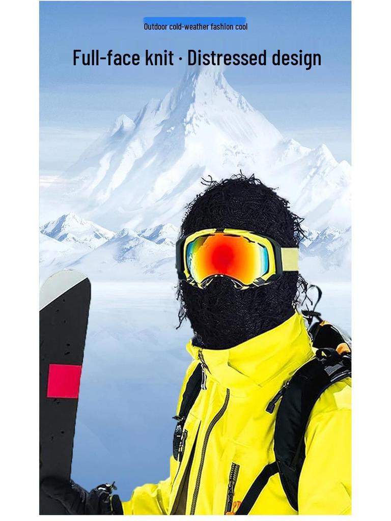 Single-Hole Knitted Prank Mask: Acrylic Yarn Balaclava for Outdoor Warmth