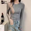 Women's Ribbed Slim Fit Long Sleeve Base Layer T-Shirt