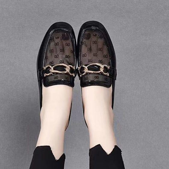 

Baotou half slippers women s 2025 summer new mesh rotund heel middle heel versatile comfortable soft bottom cool slippers women s wear 35