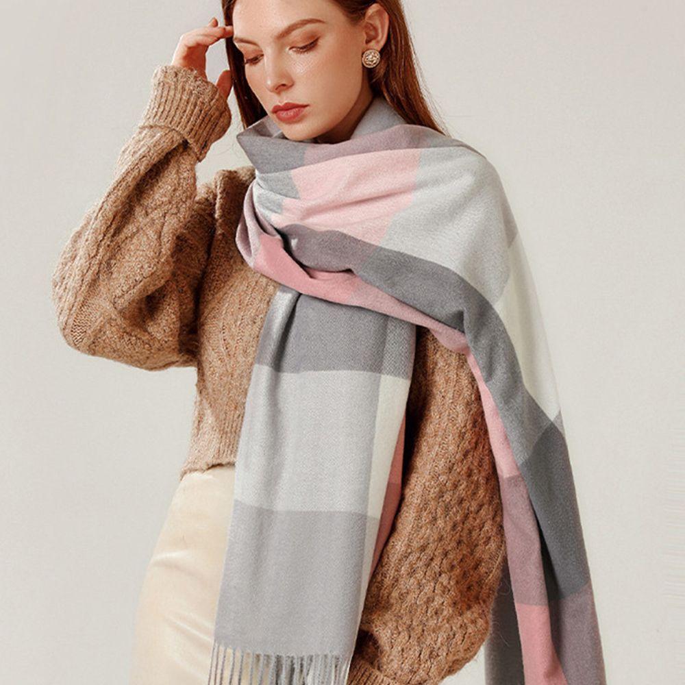 Bandana Pashmina Warm Shawl Wrap Women Plaid Scarf Korean Style Scarf Autumn Winter Shawl Scarf