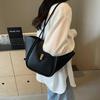 YogodlnsNew Ladies Tote Bag Basket Style Single Shoulder Commuter Bag Pure Color Versatile Handbag Soft PU Material Large Size