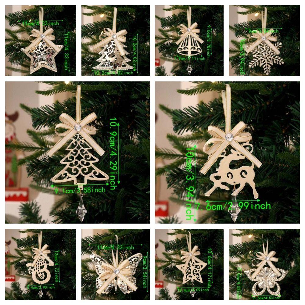 Crystal Drop Metal Christmas Ornaments Tinplate Material Holiday Hanging Decor Winter Weddings