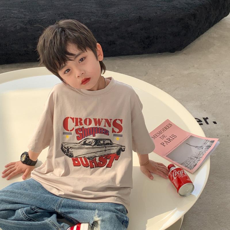 Летняя мода для мальчиков и девочек с коротким рукавом 170 бежевый — фото 5