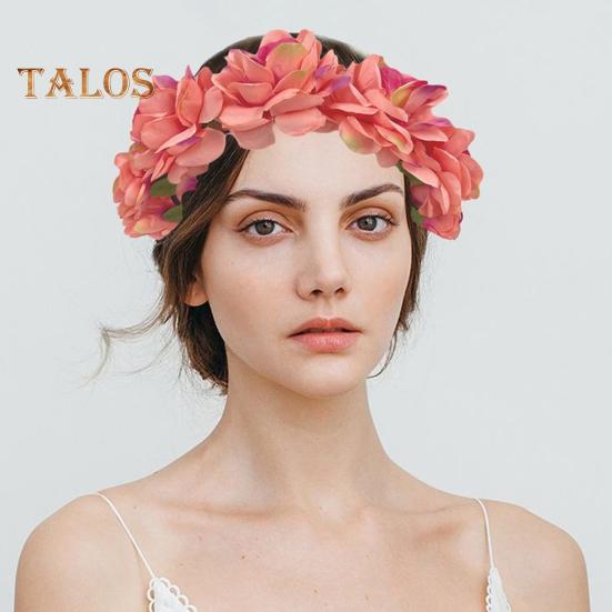 Imitation Rose Flower Headband Retro Fake Flower Decor Crown Headband Women Headpiece Hair Hoop Party Decor