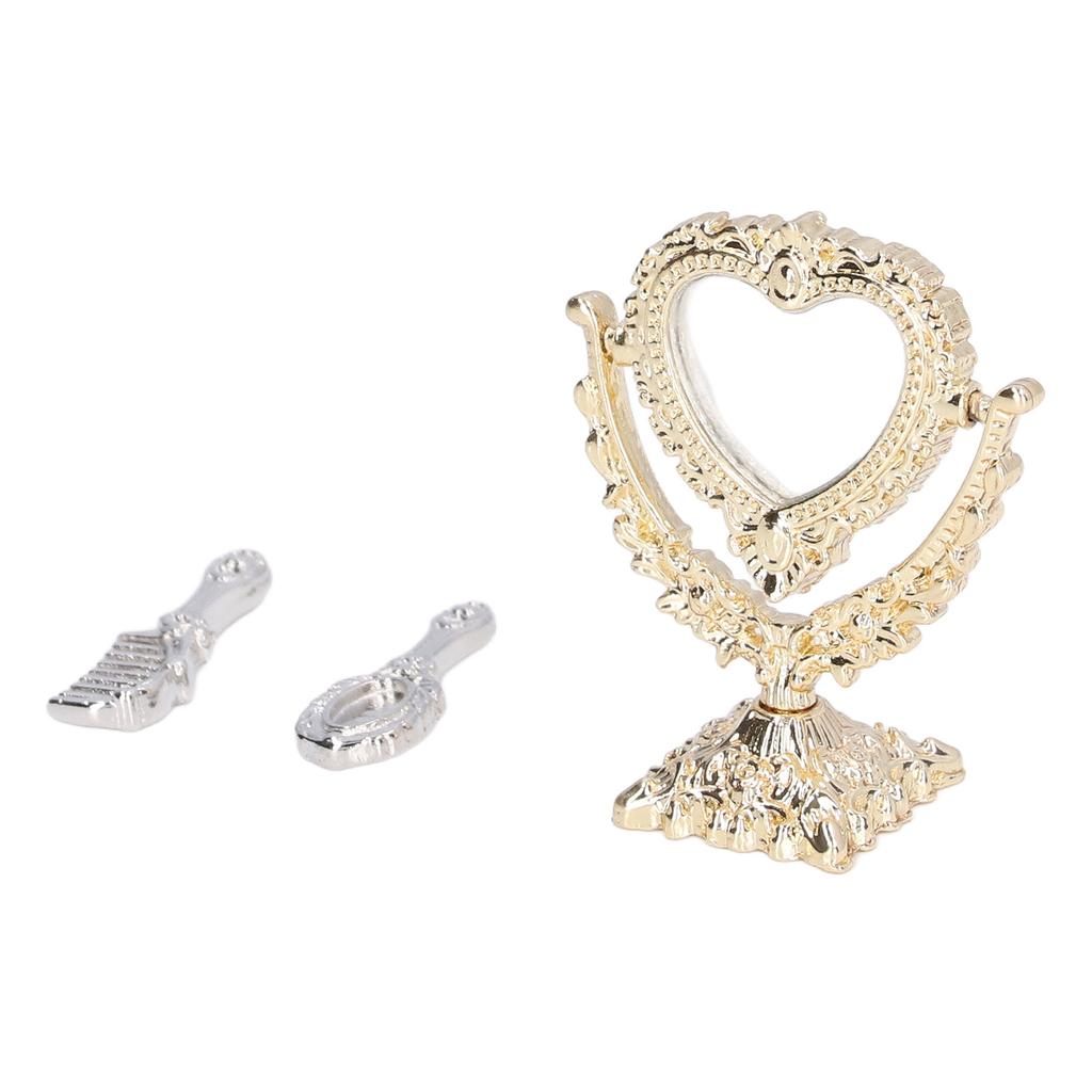 1:12 Dollhouse Miniature Mirror Comb Portable Dollhouse Furniture Mirror Decorative Dollhouse