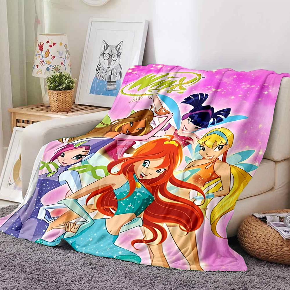 Winx Club Magic Friendship Flannel Blanket Super Soft Warm Cozy Blanket For Sofa Bed Office Travel Allseason Home Decor Gift