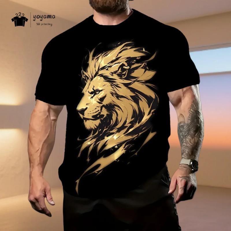 

2026 Men s Clothing Tiger 3D Pattern T-Shirt Summer Fashion Breathable Men s Short Sleeved Tee Fashion Casual O-Neck Men s Tops 5XL