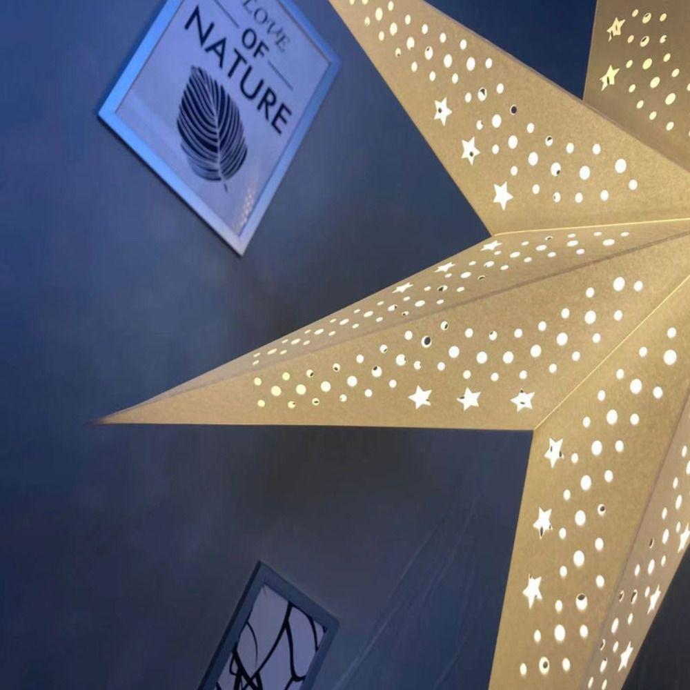 Christmas Decorations Hollow Star Pendants Folding Hanging Paper Stars Star Lampshade  Home Decor