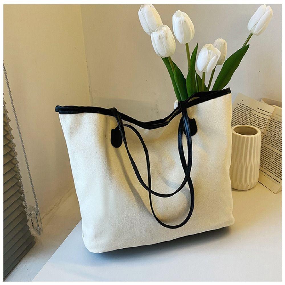 Large Capacity Lady Shoulder Shopper Bag Canvas Reusable Travel Bags Women