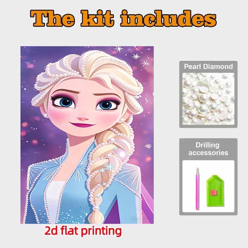 Disney DIY Pearl Art Painting Frozen Elsa Blue Pearl Dress Home Wall Decoration Pearl Gem Painting Pictures Crafts Home Decoration