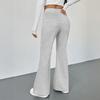 YYFS Women's Fashion Casual Solid Color Print High Waist Trousers Pants & Capris