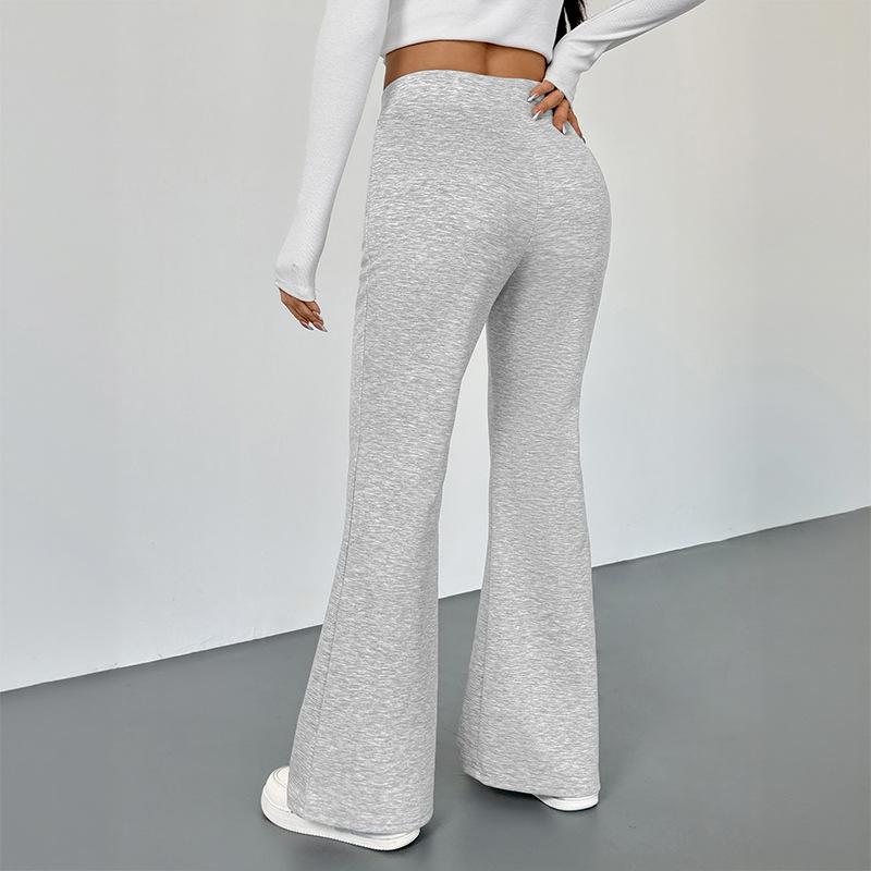 YYFS Women's Fashion Casual Solid Color Print High Waist Trousers Pants & Capris