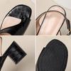 Square Open Toe Heels for Women Slip on Block Chunky Heel Sandals With Ankle Strap Summer Flip Flop Thong Sandals Women's Low Heeled Dress Shoes Pumps