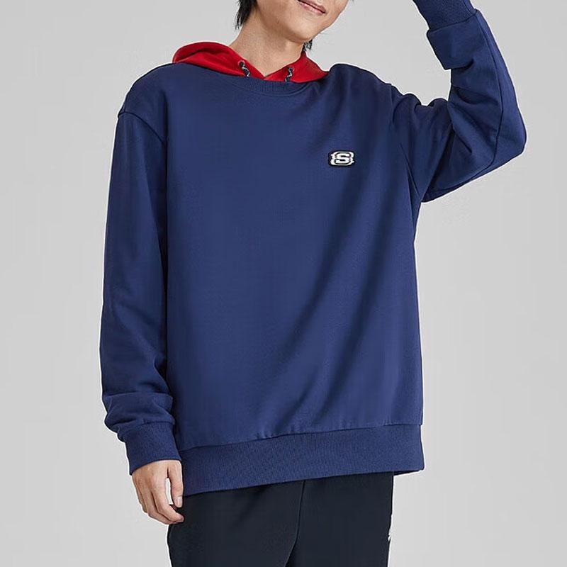 Skechers Solid Knit Crew Neck Sweatshirt Men Tops Navy-Blue L423M076-00DU