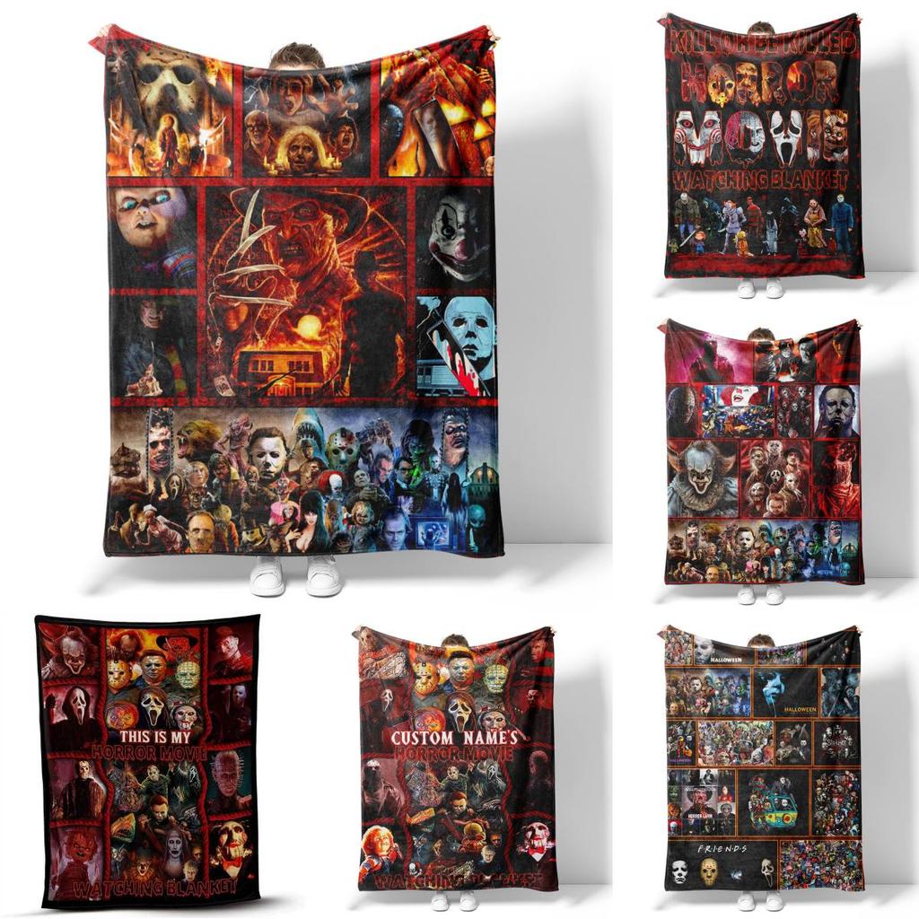 Horror Movie Watching Blanket Halloween Decorations Soft Home Warm Bedspreads