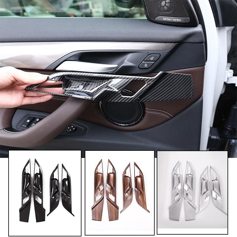 For BMW X2 F47 2018  Carbon Fiber ABS Interior Door Bowl Cover Trim For BMW X1 F48 2016- Car Accessories 4pcs