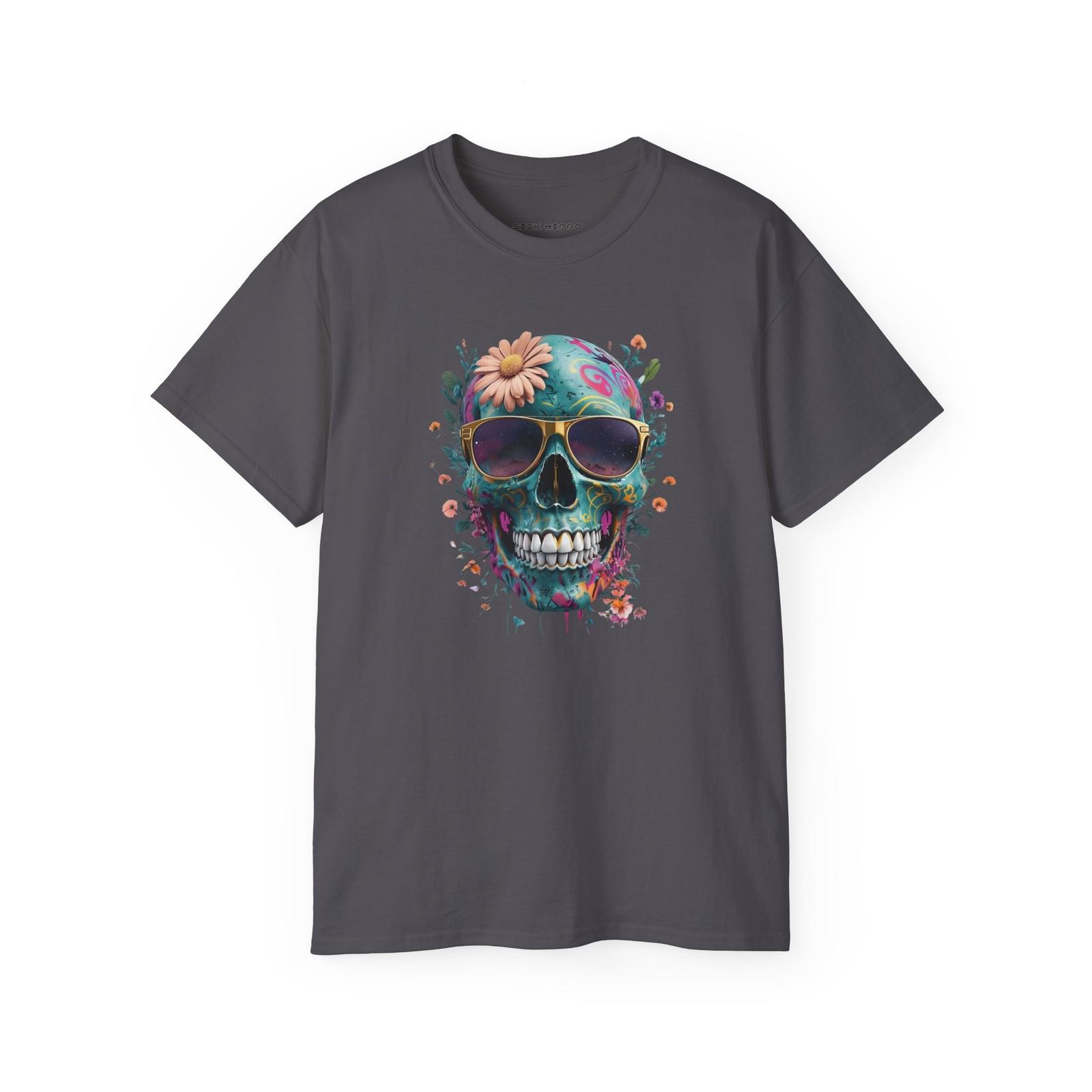 Graffiti Sugar Skull Tee, Hipster Graphic Shirt, Urban Street Style Top, Unisex S