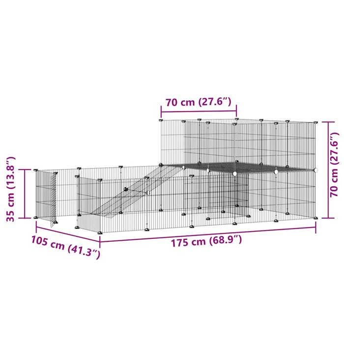3114062 vidaXL Cage animaux de compagnie à 36 panneaux et porte Noir 35x35 cm