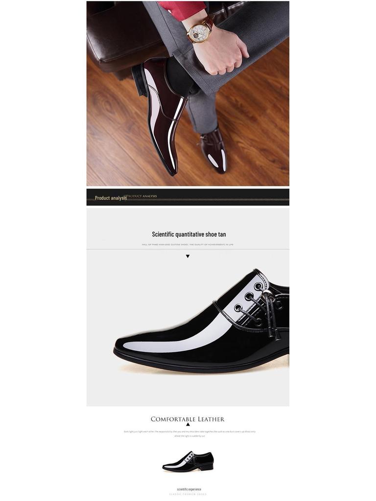 Dragonfly Men's Genuine Leather Pointed Toe Formal Shoes - Soft Sole, Korean Style, Plus Size Available