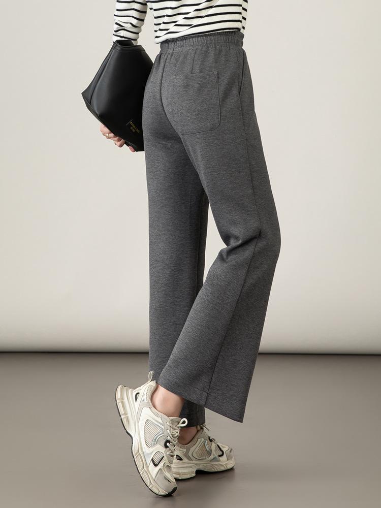 Women's High-Waisted Slimming Gray Cropped Flare Pants - Modal Cotton, Spring/Autumn 2025