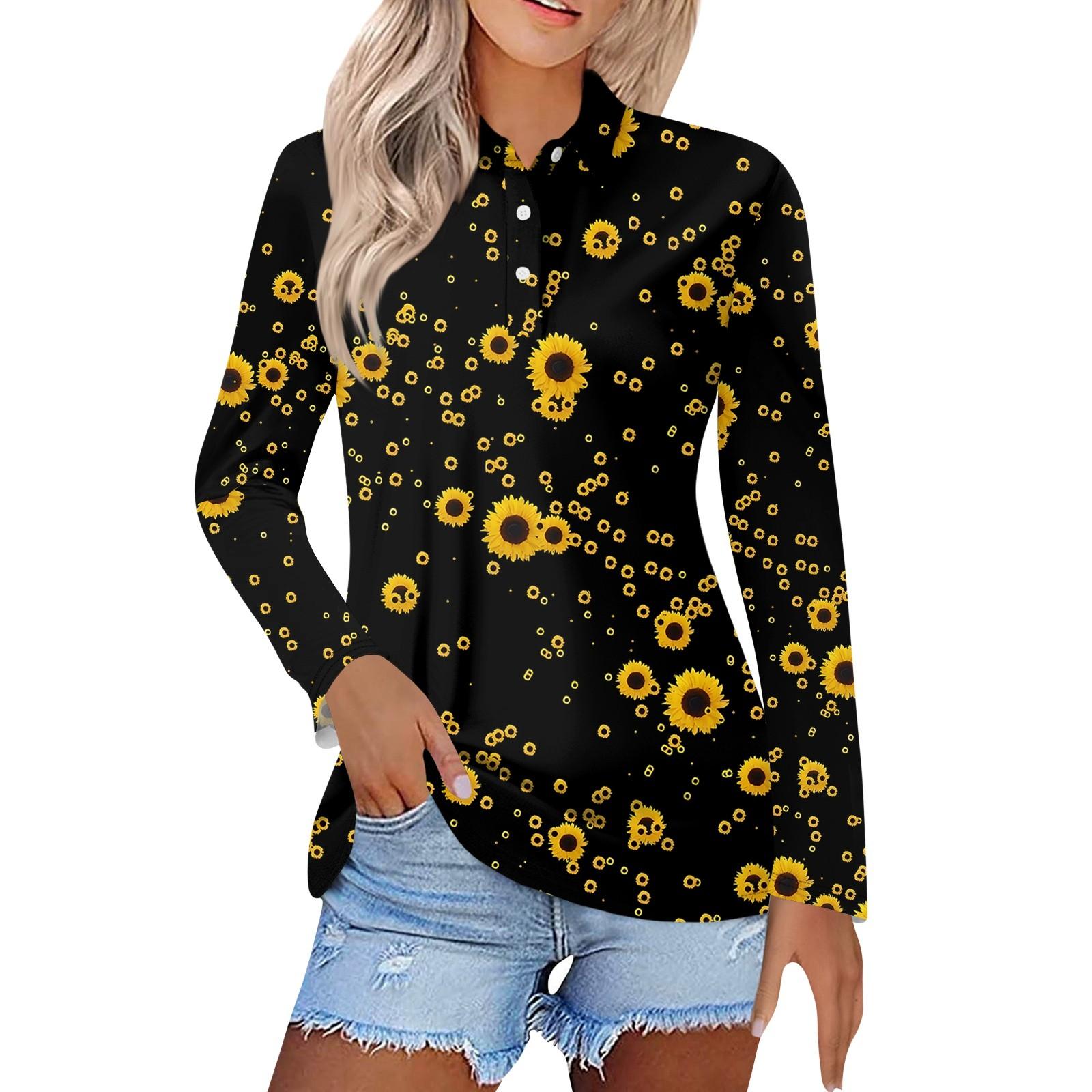 

Женская модная повседневная рубашка с отворотом и длинным рукавом с принтом, женские топы на пуговицах XL жёлтый