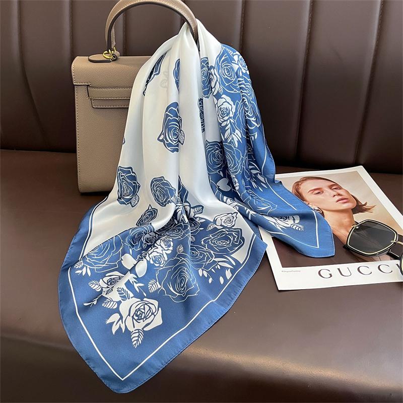 Luxury Horse Print Female Silk Neck Scarf Square Hair Scarves Foulard Head Band Shawls Wraps Neckerchief Bandana Women
