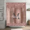 Personalized shower curtain with glitter dripping design for bathroom decor customizable name monogram available