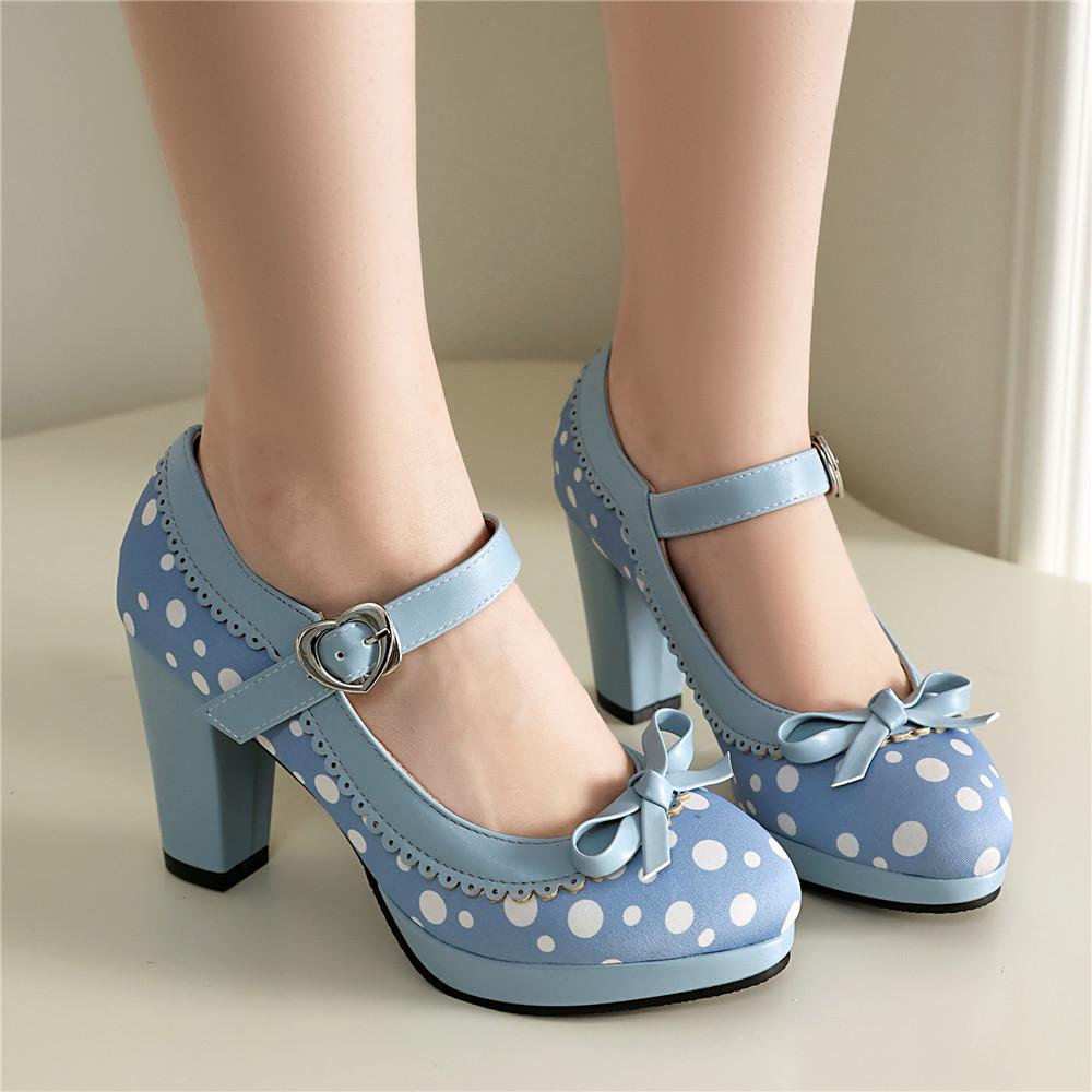 Móda Jaro Nové Lolita Boty Dámské Oxford Lodičky Roztomilé Vysoké Podpatky Retro Vintage Boty pro Ženy Mary Janes Kulatá Špička s Řemínkem kolem Kotníku