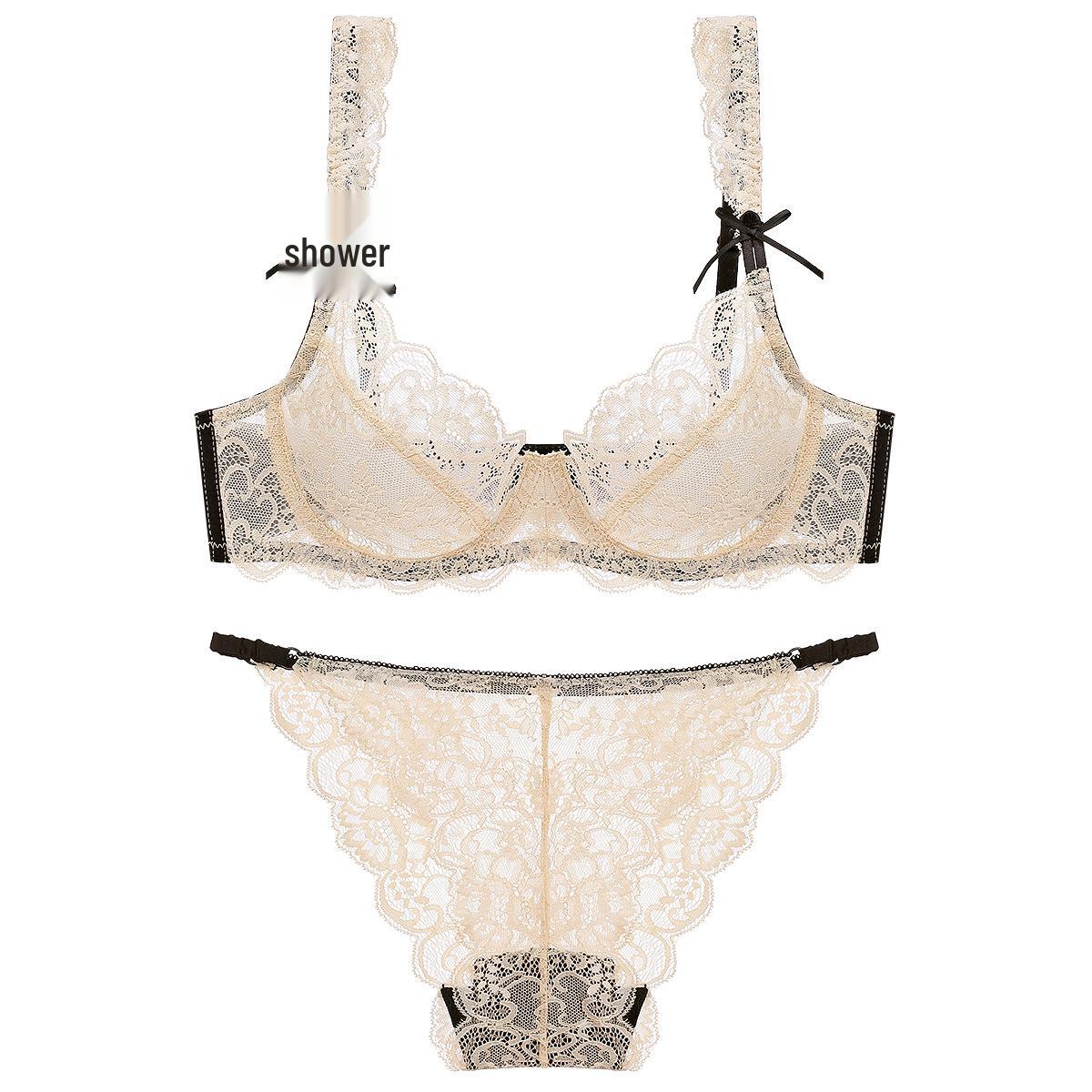 

Комплект прозрачного кружевного бюстгальтера во французском стиле: Минимизирует внешний вид большой груди, Предотвращает обвисание, Сексуальное нижнее белье для женщин 95D бежевый
