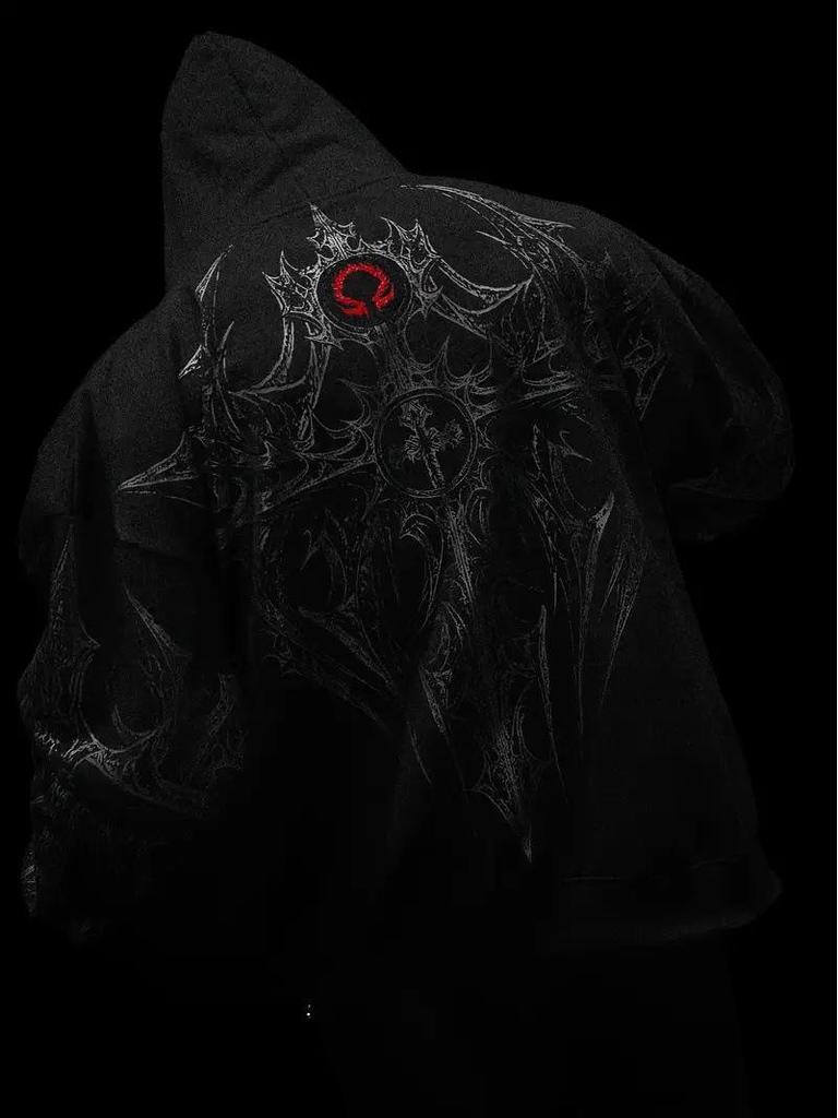 Divine Breath Zipper Hoodie: Men's Dark Style Fitness Sweatshirt