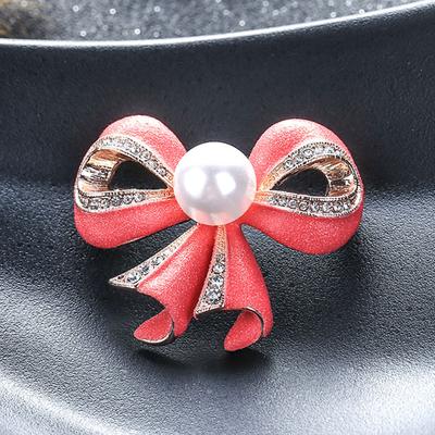 Retro Bow Oil Drop Brooch Femininity Pearl Corsage Niche Design Pin With Accessories