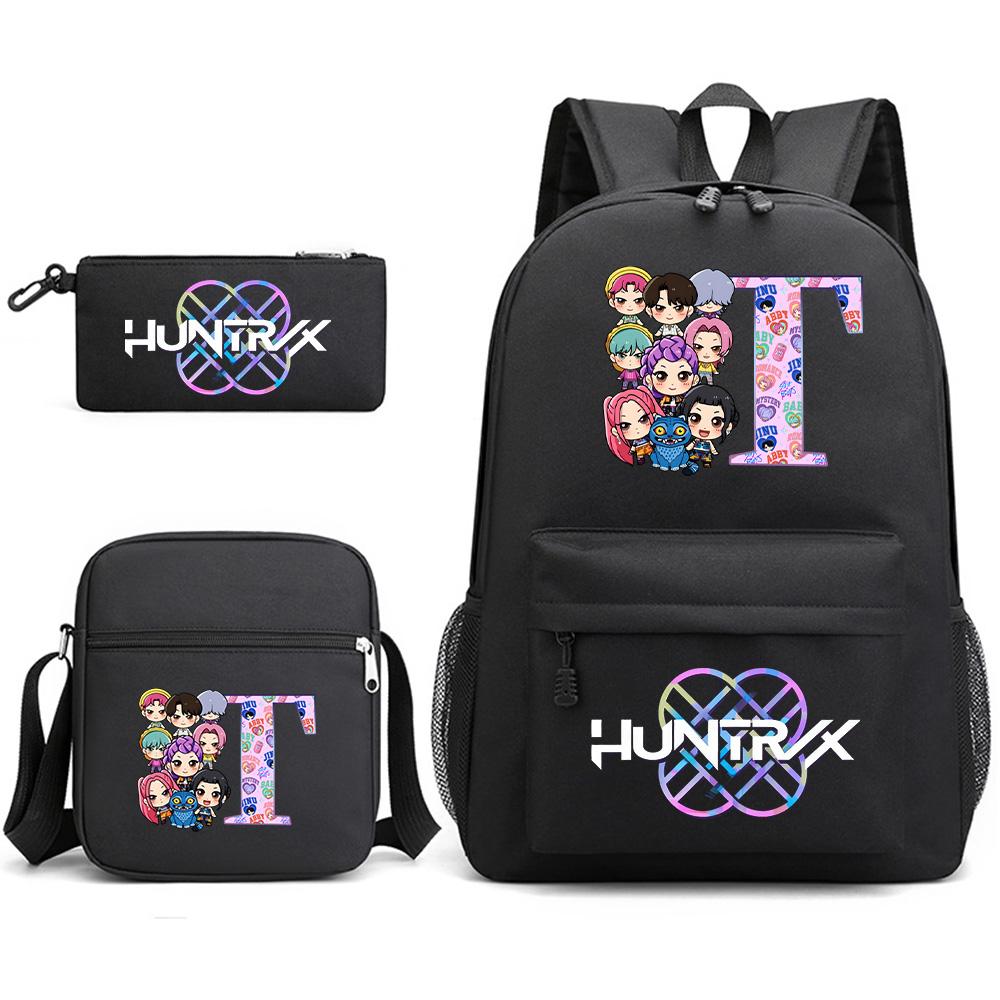 3Pcs/set 26 English Letter Printed Backpack with Shoulder Bag Pencil Case for Student Boy Girl SchoolBag Large Capacity Waterproof Bookbag Kid Gift