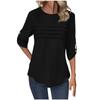 Ladies' Casual Fashionable Loose And Comfortable Round Neck Long Sleeved Button Hem Solid Color Top