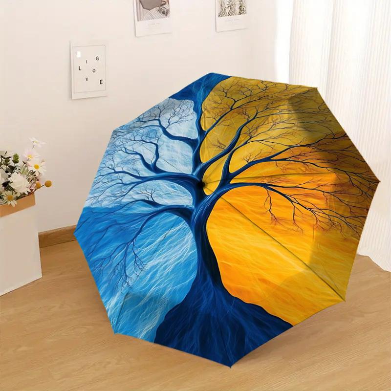 1pc tree of life Pattern Umbrella  Automatic Opening and Closing Umbrella, High quality Umbrella, Ideal Gift for Her 254