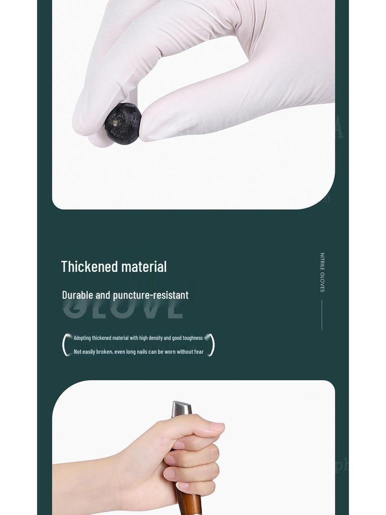 Durable Thickened White Nitrile Gloves - Disposable, Food Grade, Industrial, Cleaning, Auto Repair Protective