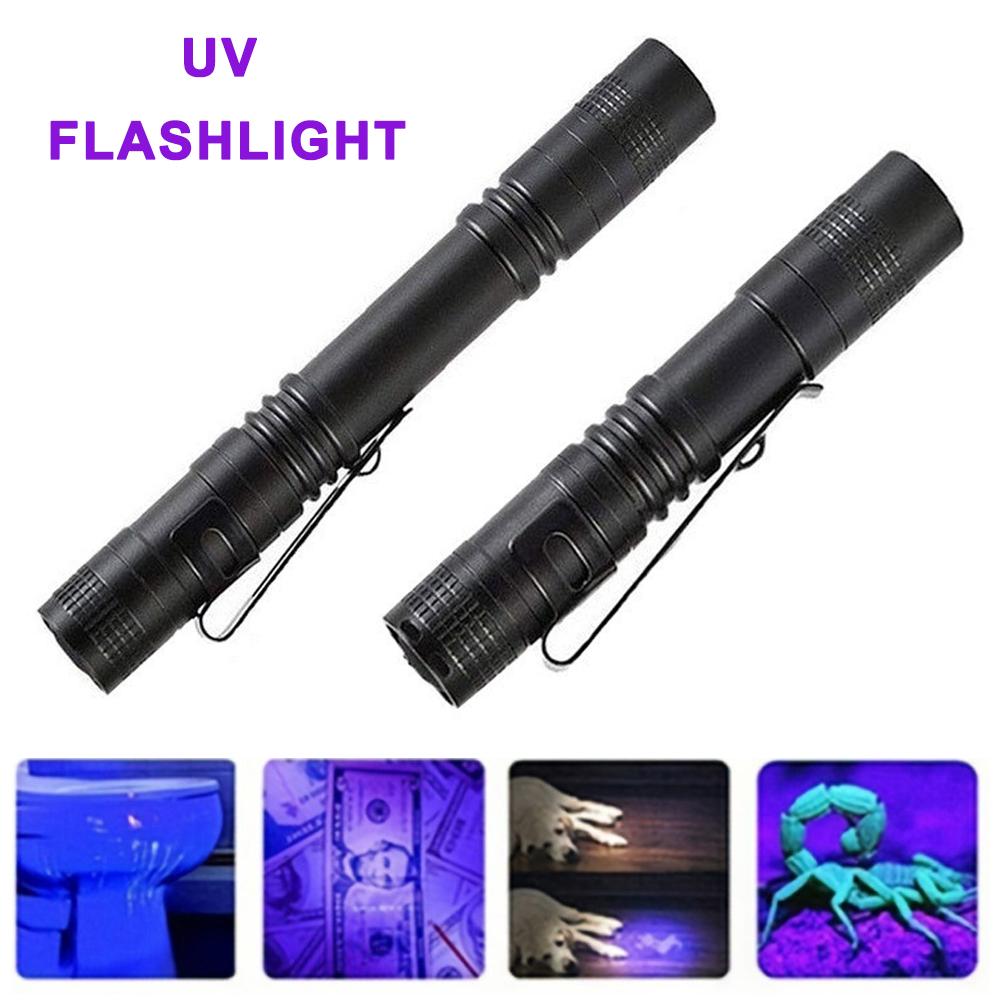 Premium 365nm UV Flashlight for Mineral Detection Currency Verification Pet Stain Check Mini Portable with Pen Clip C3Y8