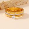 Luxe Roestvrijstalen Ring Voor Vrouwen Drie Delen Zirconium Klassiek Mode Vinger Accessoire Sieraden Vrouwelijke Cadeaus