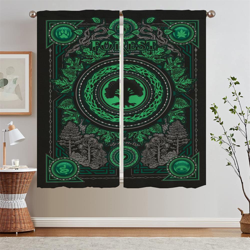 Magic the Gathering Kitchen Curtains Blackout Curtains for Window Chiffon Curtain Tiebacks Curls Blinds Cabinets for Living Room