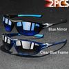 2 Pieces Fashion Vintage Sports Sunglasses Men Women Fishing Running Cycling  Sport Man Sun Glasses Anti-Glare UV400 Eyewear